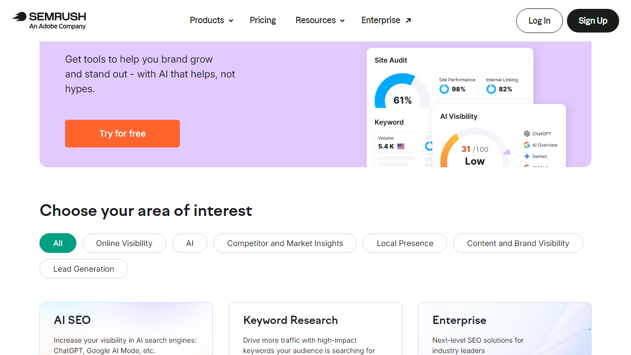 Semrush interface screenshot