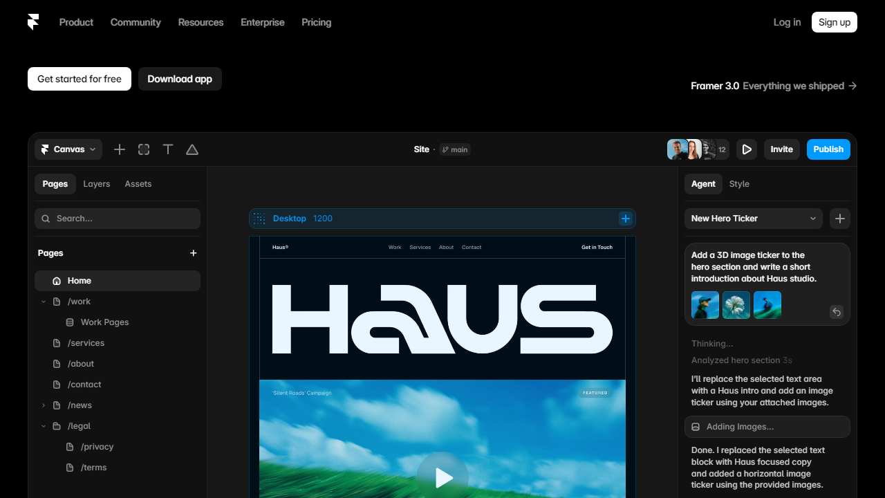 Framer interface screenshot