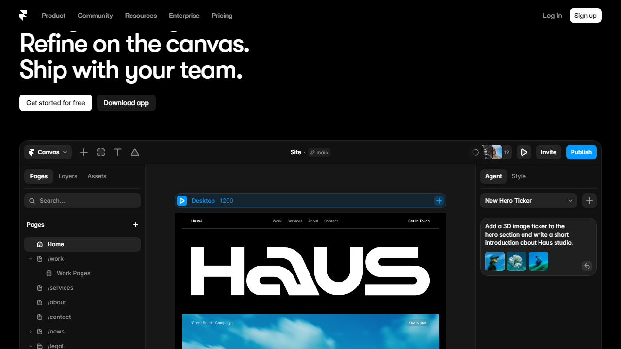 Framer interface screenshot
