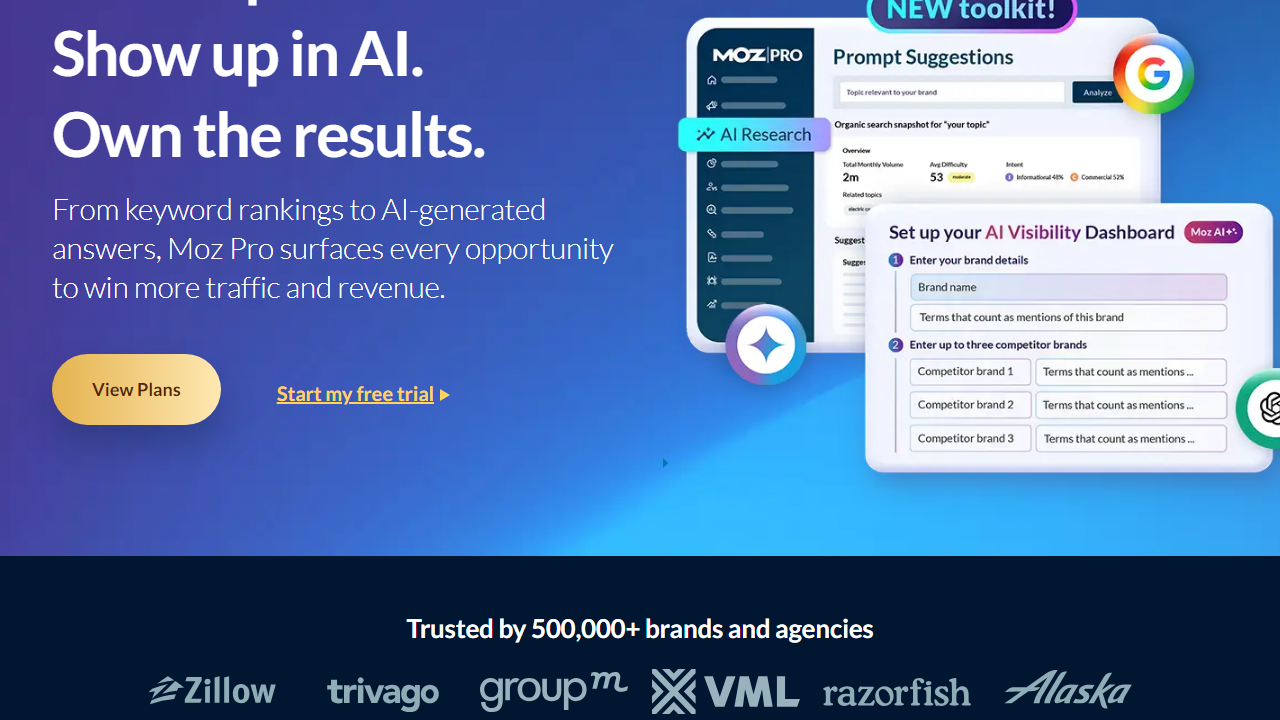 Moz interface screenshot