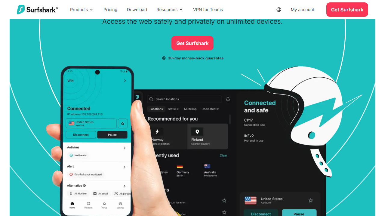 Surfshark interface screenshot