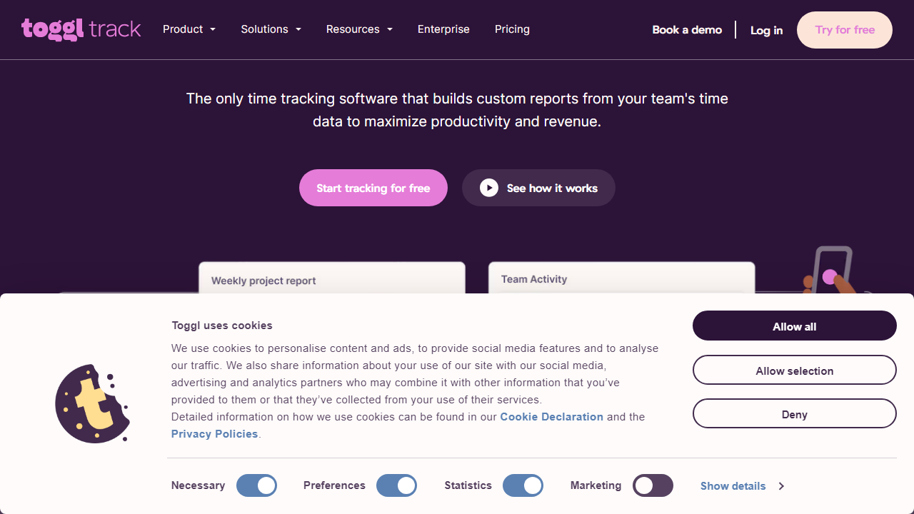 Toggl interface screenshot