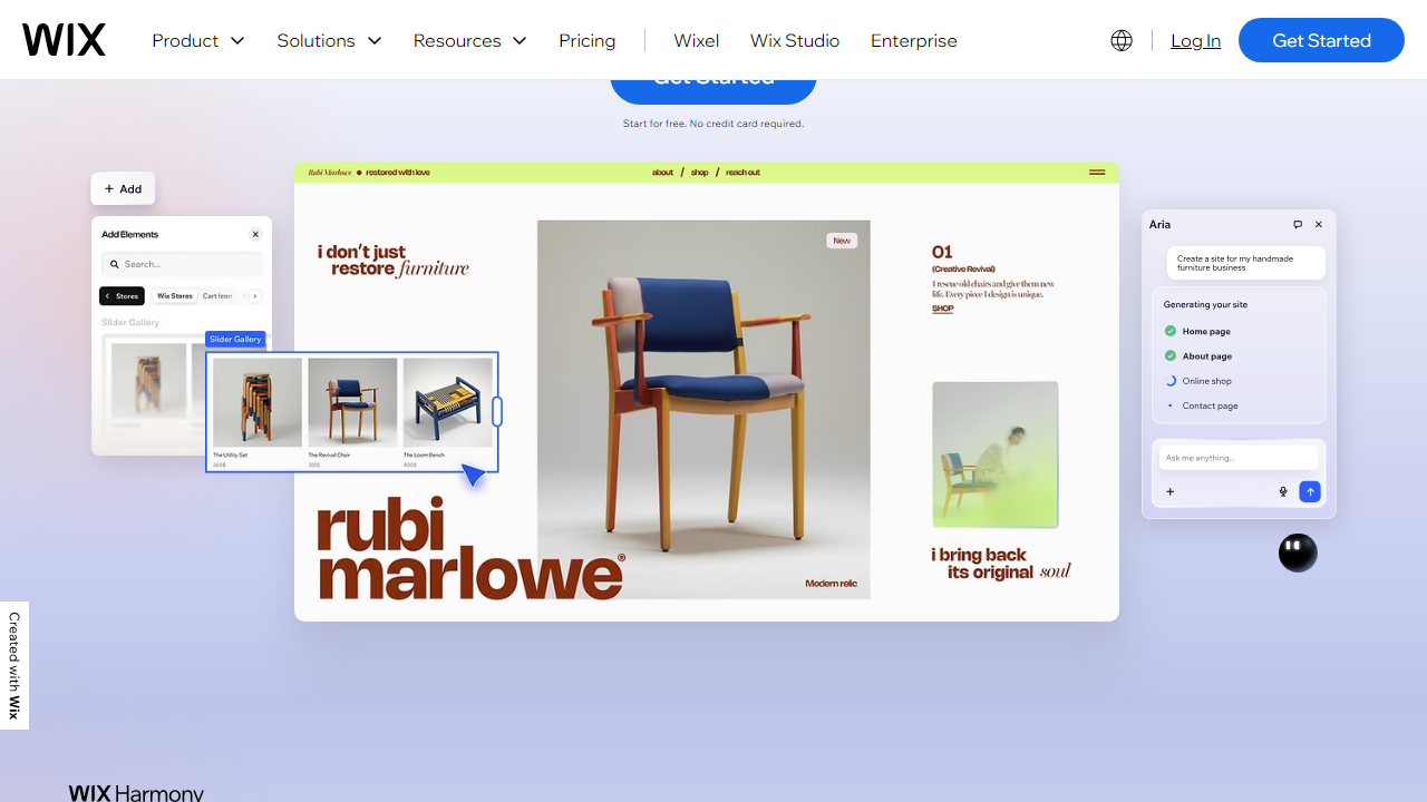 Wix interface screenshot