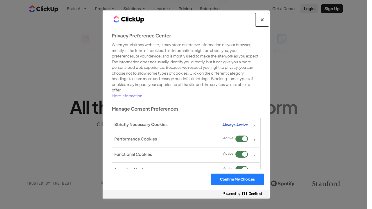 Clickup interface screenshot