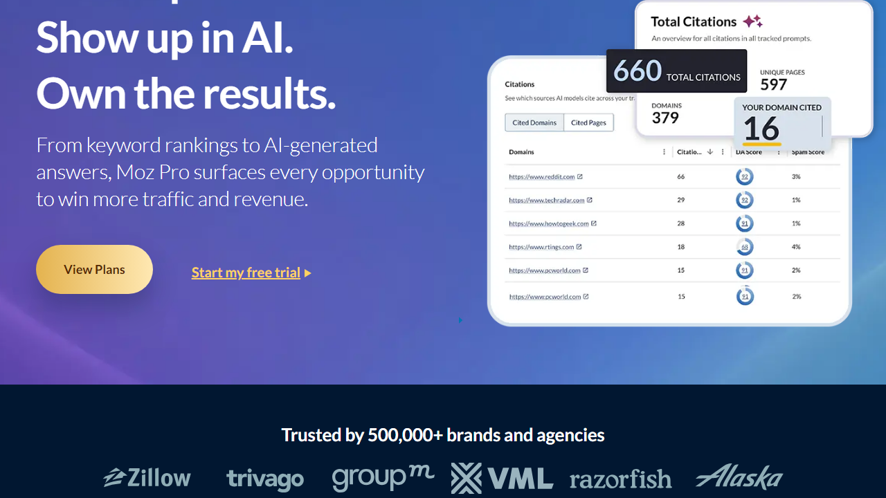Moz interface screenshot