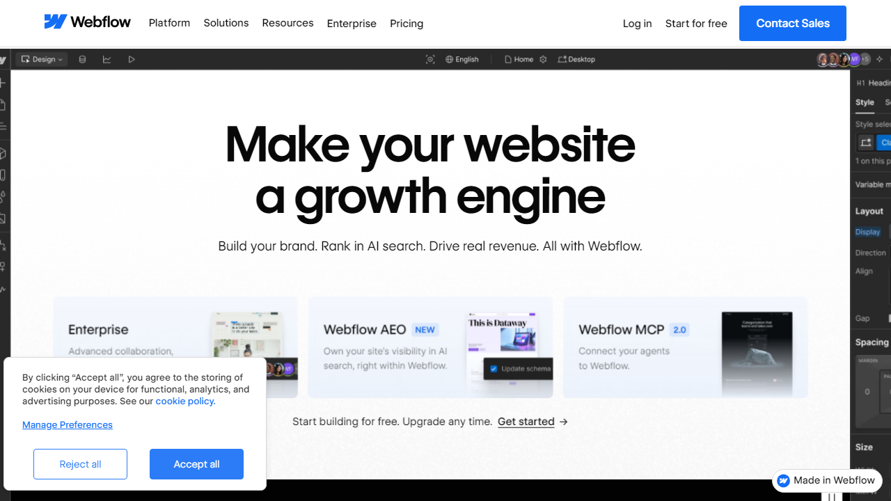 Webflow-Alternatives interface screenshot