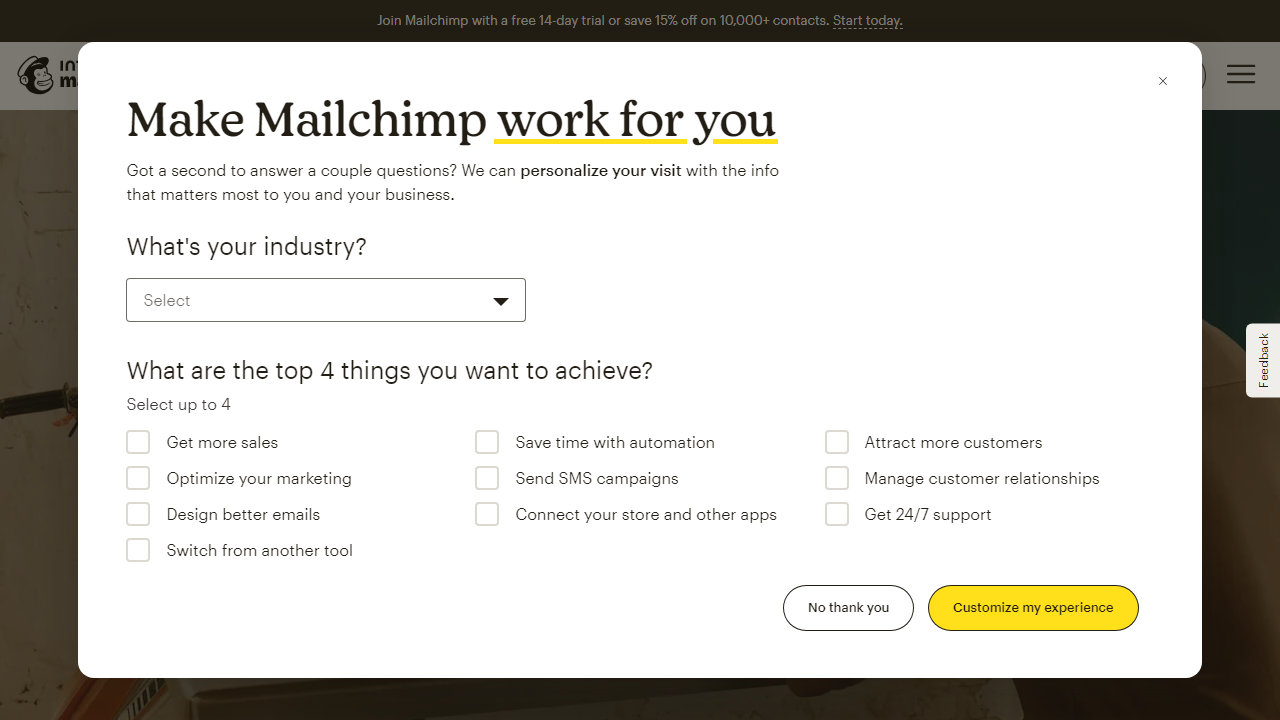 Mailchimp interface screenshot