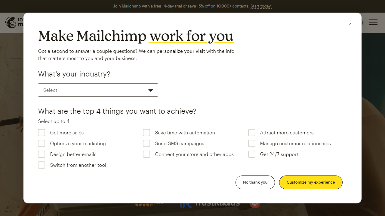 Mailchimp interface screenshot