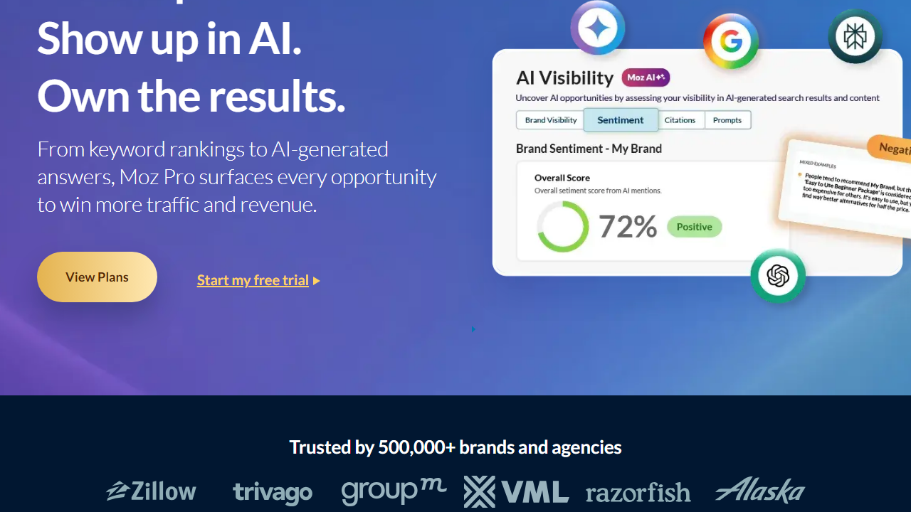 Moz interface screenshot