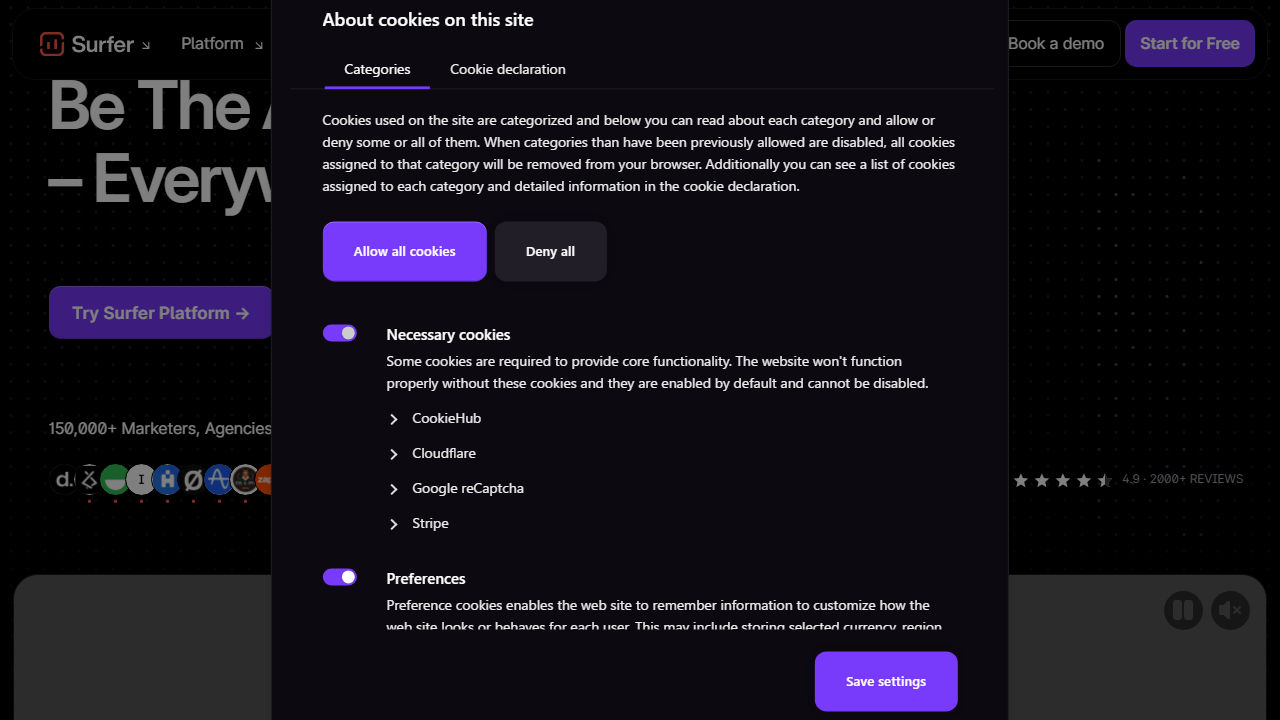 Surfer-Seo interface screenshot