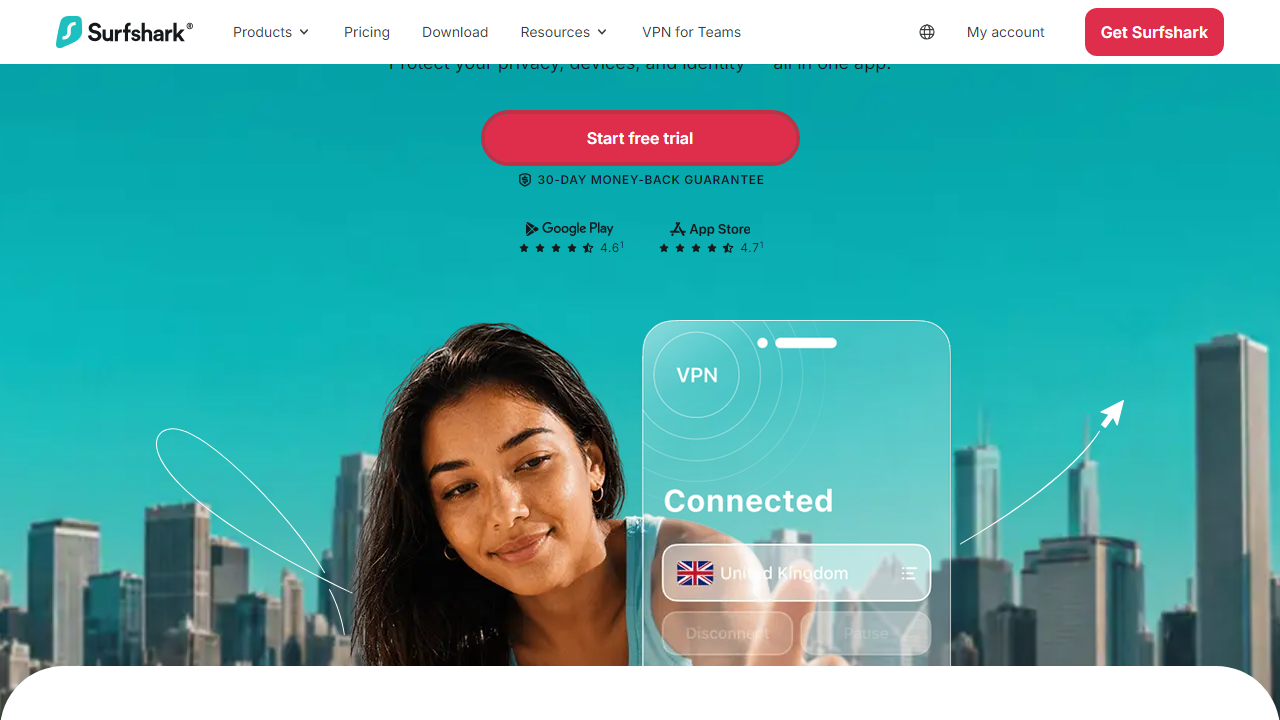 Surfshark interface screenshot