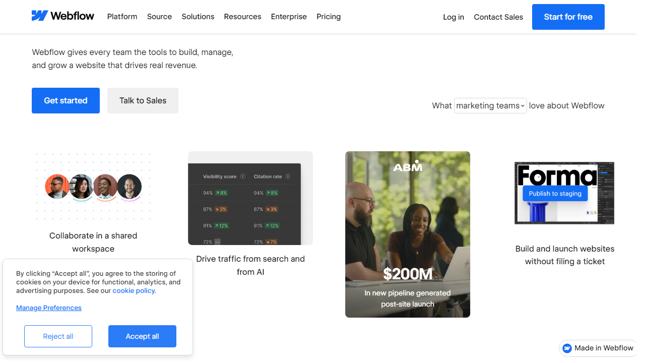 Webflow interface screenshot