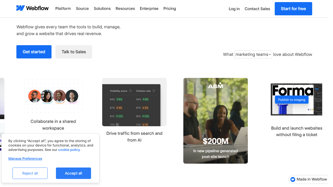 Webflow interface screenshot