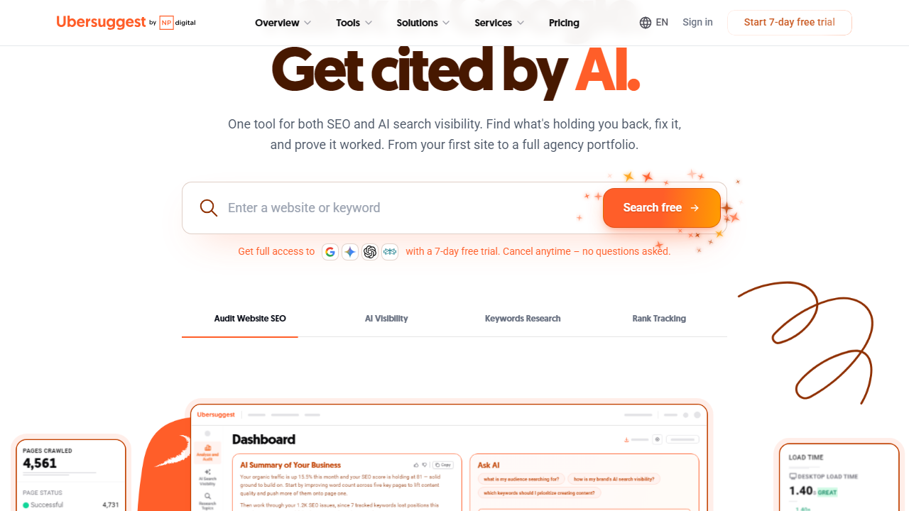 Ubersuggest interface screenshot