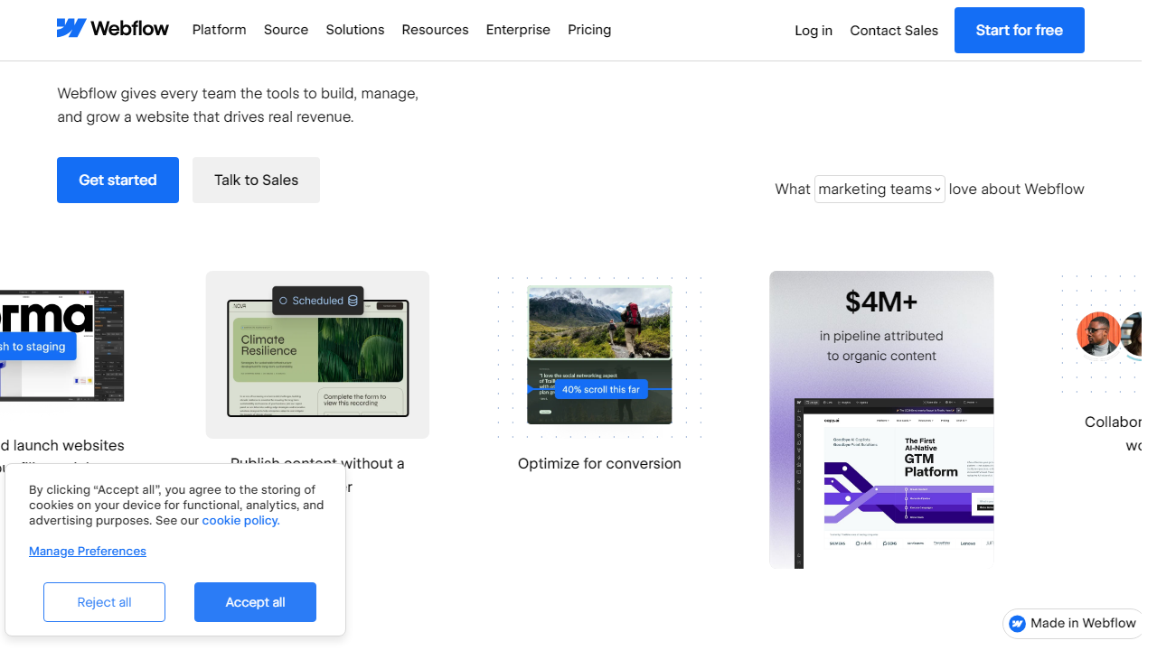 Webflow interface screenshot