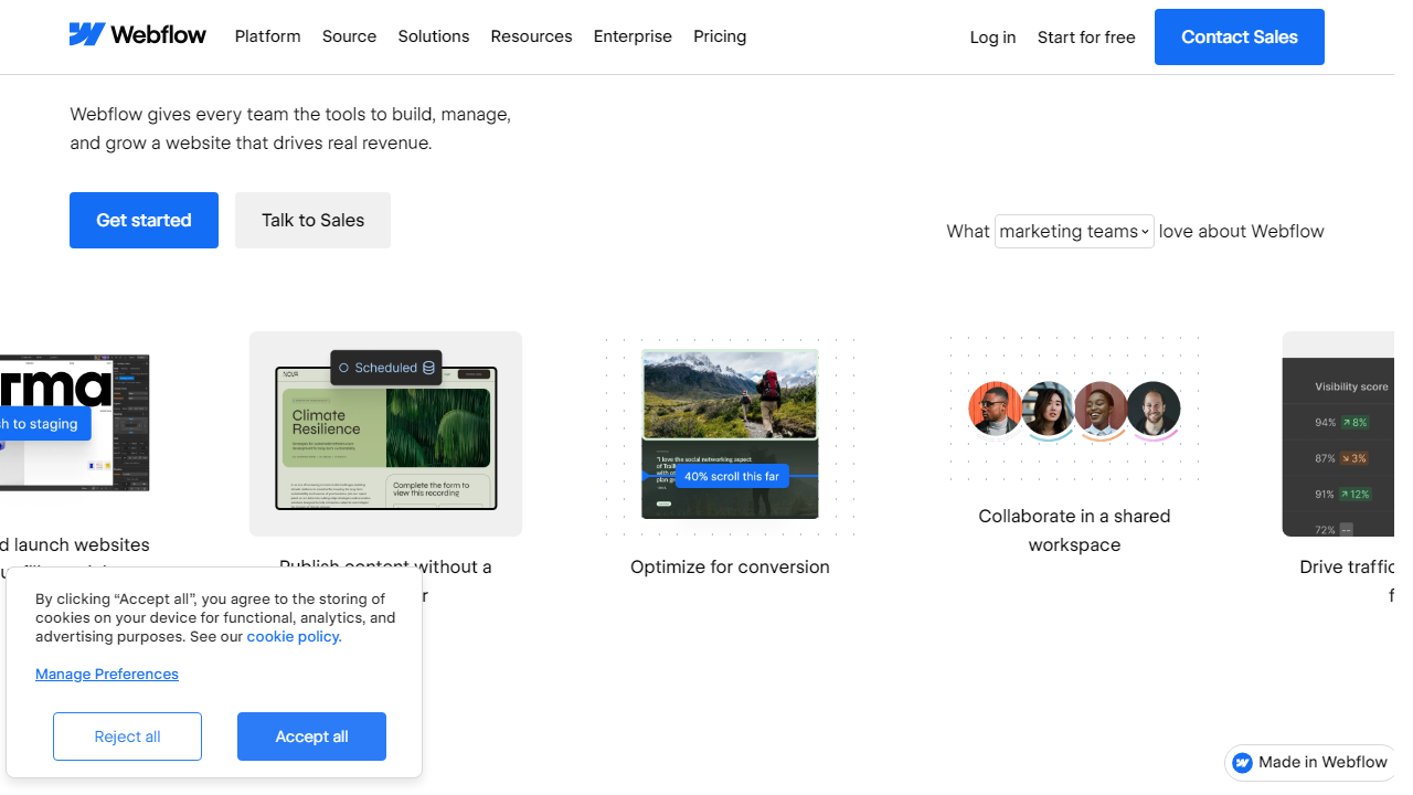 Webflow interface screenshot