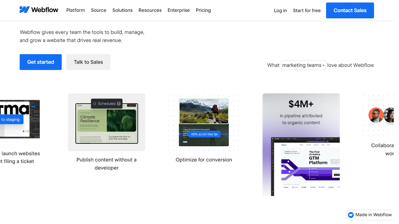 Webflow interface screenshot